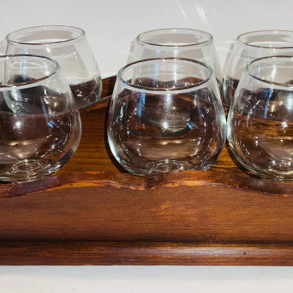 Vintage MCM Libbey Brandy Cocktail Glasses in Wooden Holder